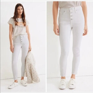 Madewell 10” High Rise Skinny Crops Cropped Denim Jeans White Button Fly